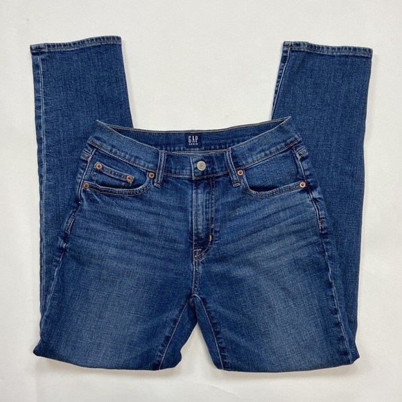 GAP Denim Girlfriend Dark Indigo Mid-Rise Tapered Leg Denim Jeans - Picture 3 of 14